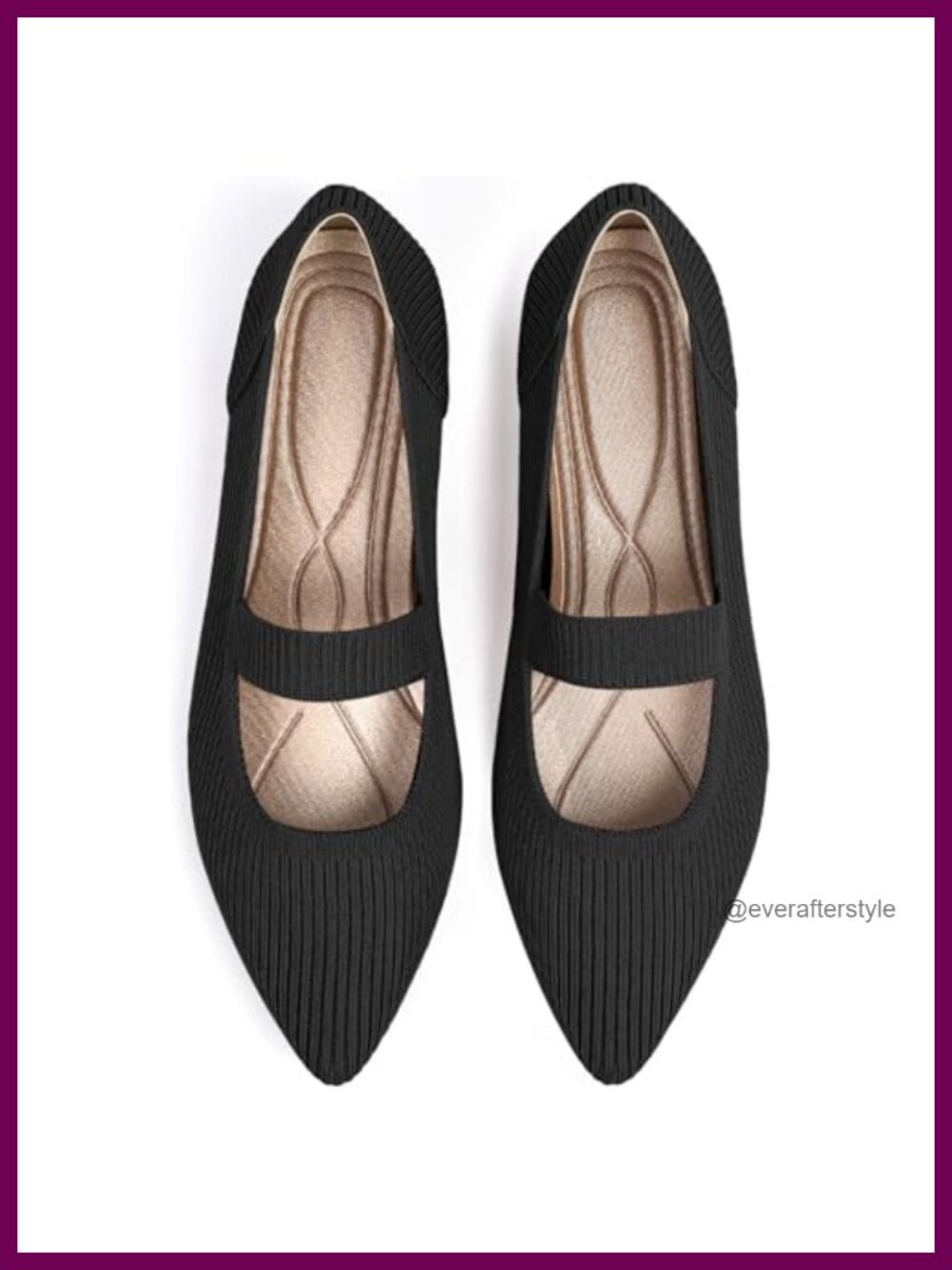 Women's Knit Mary Jane Flats Pointed Toe Washable Comfortable Dressy